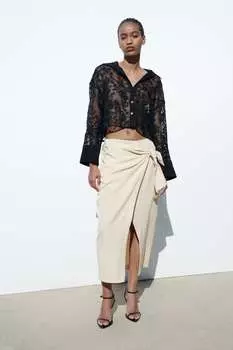 Рубашка из кружева ZARA, черный