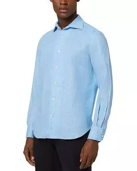 Рубашка из льна Button Down Boggi Milano, синий