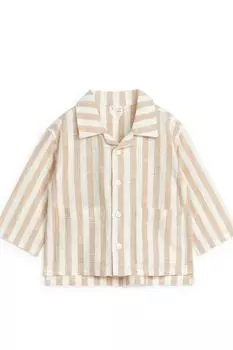 Рубашка из льна и хлопка Arket, бежевый