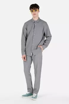 Рубашка из льна и хлопка с заостренным воротником COLIN'S, серый