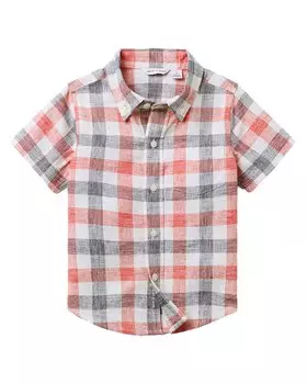 Рубашка из льна и хлопка в клетку «Джени и Джек» Janie and Jack, синий