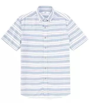 Рубашка из льна и вискозы с короткими рукавами в полоску Southern Tide Timmonsok, синий