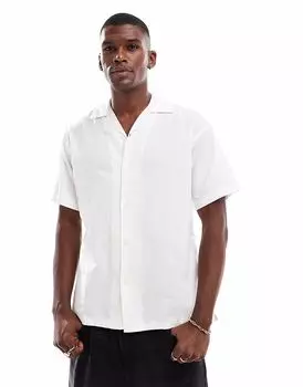 Рубашка из льна Jack & Jones Revere с воротником белого цвета