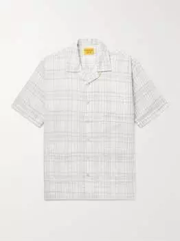 Рубашка из льна Madras в клетку с воротником-стойкой Original Madras, белый