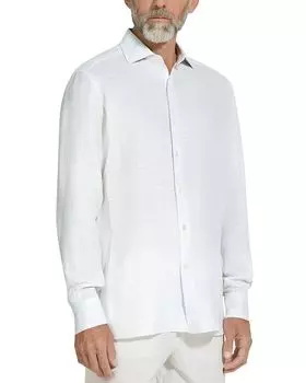 Рубашка из льна Oasi Lino Regular Fit ZEGNA, синий