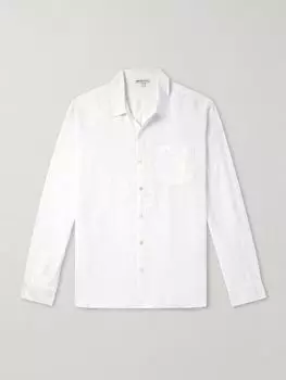 Рубашка из льна, окрашенная в готовом виде JAMES PERSE, белый