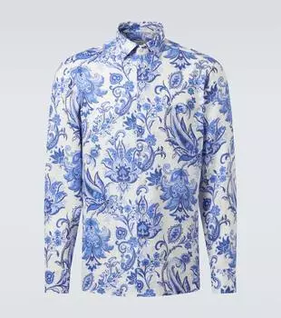 Рубашка из льна Roma с узором пейсли Etro, Blue Exclusive