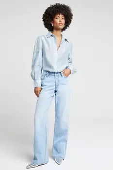 Рубашка из льна с кружевной отделкой River Island, синий
