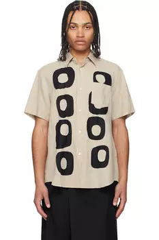 Рубашка из льна в стиле пэчворк Fumito Ganryu, мультиколор