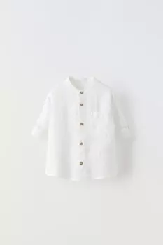 Рубашка из льна ZARA, экрю