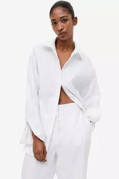 Рубашка из льняной смеси с кружевом на спине H&M