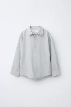 Рубашка из льняной смеси в полоску ZARA, цвет Blue/Grey