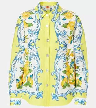 Рубашка из льняной ткани с цветочным принтом Farm Rio, Sicily Scarf Off-White