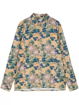 Рубашка из лиоцелл-хлопка с цветочным принтом PS Paul Smith, коричневый