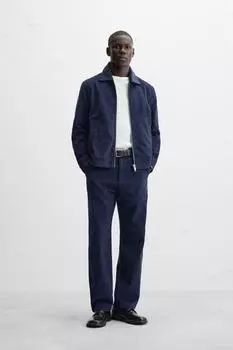 Рубашка из лиоцелла/хлопка на молнии ZARA, голубоватый