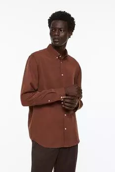 Рубашка из лиоцелла классического кроя H&amp;M, темно коричневый