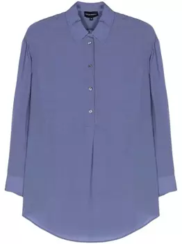 Рубашка из лиоцелла с частичной застежкой Emporio Armani, синий