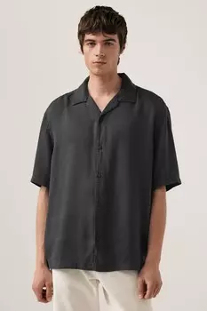 Рубашка из лиоцелла Tencel с короткими рукавами и кубинским воротником Next, серый