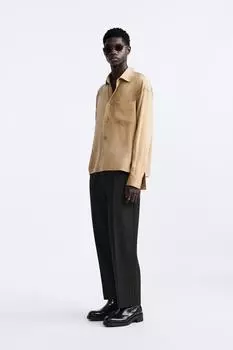 Рубашка из лиоцелловой смеси ZARA, кэмел