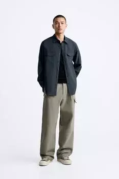 Рубашка из лиоцелловой смеси ZARA, синий