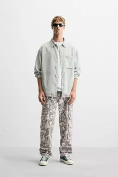 Рубашка из лиокелла ZARA, жемчужно-серый