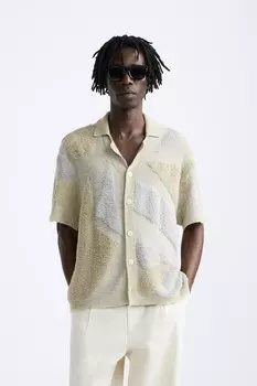 Рубашка из махрового жаккардового ткани ZARA, цвет light lime green