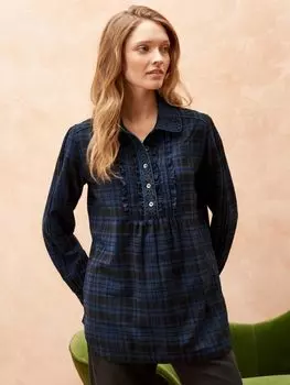 Рубашка из матового хлопка с вышивкой Brora, дизель