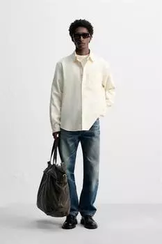 Рубашка из матового хлопка ZARA, экрю