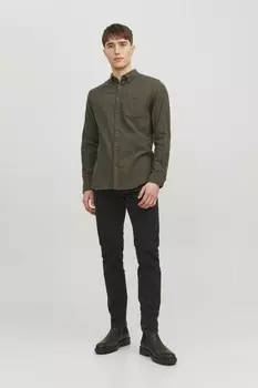 Рубашка из меланжевого хлопка Jack & Jones, зеленый