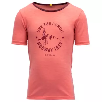 Рубашка из мериноса Devold Kid's Force Tee, цвет Coral
