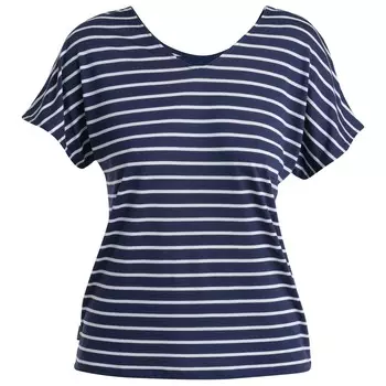 Рубашка из мериноса Icebreaker Women's Drayden Reversible S/S Top Stripe, цвет Midnight Navy/Snow/Stripes
