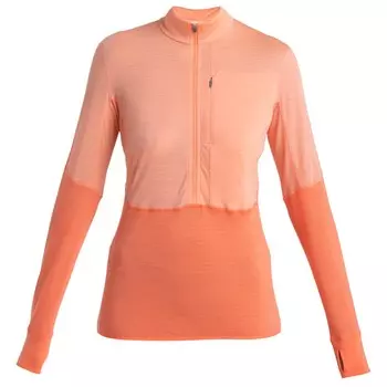 Рубашка из мериноса Icebreaker Women's Realfleece Descender L/S Half Zip, цвет Glow/Tang/Colour Block
