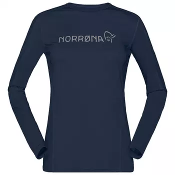 Рубашка из мериноса Norrna Women's Falketind Equaliser Merino Round Neck, цвет Indigo Night