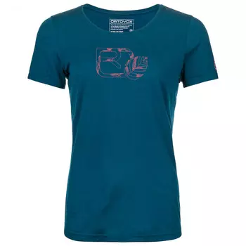 Рубашка из мериноса Ortovox Women's 120 Cool Tec Leaf Logo T Shirt, цвет Petrol Blue