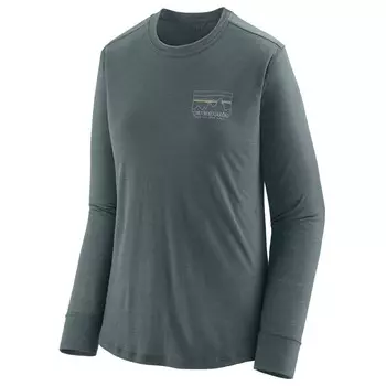 Рубашка из мериноса Patagonia L/S Cap Cool Merino Graphic Shirt, цвет 73 Skyline/Nouveau Green