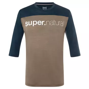 Рубашка из мериноса Super Natural Contrast 3/4, цвет Stone Grey/Blueberry