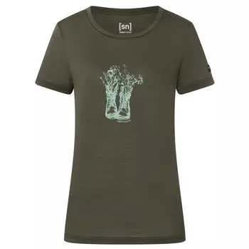 Рубашка из мериноса Super.Natural Flower Boots Tee, цвет Black Ink/Laurel Green