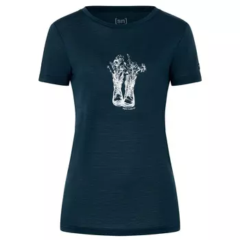 Рубашка из мериноса Super Natural Women's Flower Boots Tee, цвет Blueberry/Natural White