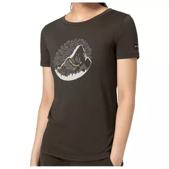 Рубашка из мериноса Super Natural Women's Mountain Mandala Tree Tee, цвет Black Ink/Feather Grey/Gold