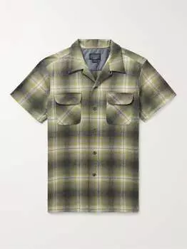 Рубашка из мериносовой шерсти в клетку с трансформируемым воротником Board PENDLETON, зеленый