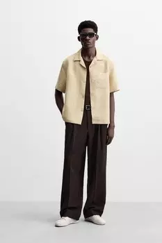 Рубашка из модальной смеси ZARA, песочный