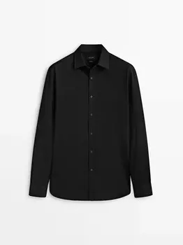 Рубашка из мягкого денима облегающего кроя Massimo Dutti, черный
