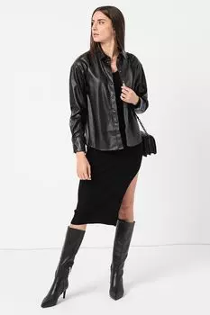Рубашка из мягкой экокожи с заниженными рукавами Vero Moda, черный