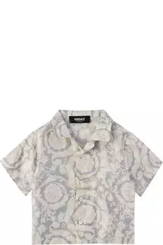 Рубашка из нежно-серого шелка Barocco Versace