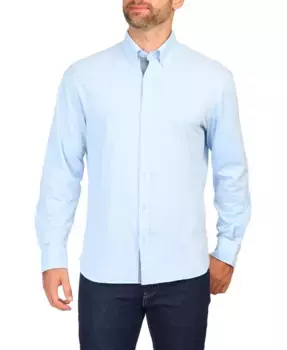 Рубашка из однотонного меланжа из мико-пике Tailorbyrd, синий