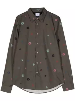 Рубашка из органического хлопка с цветочным принтом PS Paul Smith, зеленый