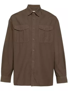 Рубашка из органического хлопка с классическим воротником Emporio Armani, коричневый