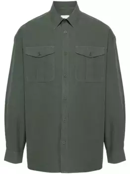 Рубашка из органического хлопка с нашивкой-логотипом EMPORIO ARMANI, зеленый