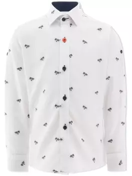 Рубашка из органического хлопка с принтом Moustache, белый