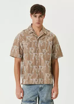 Рубашка из органического хлопка с вышивкой логотипа Represent, бежевый